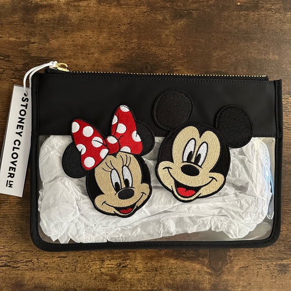 Stoney Clover Lane Handbags - NWT Stoney Clover Lane noir Clear flat pouch with Mickey and Minnie  patches